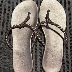 Gianni Bini Metallic Rose Gold Braided Sandals